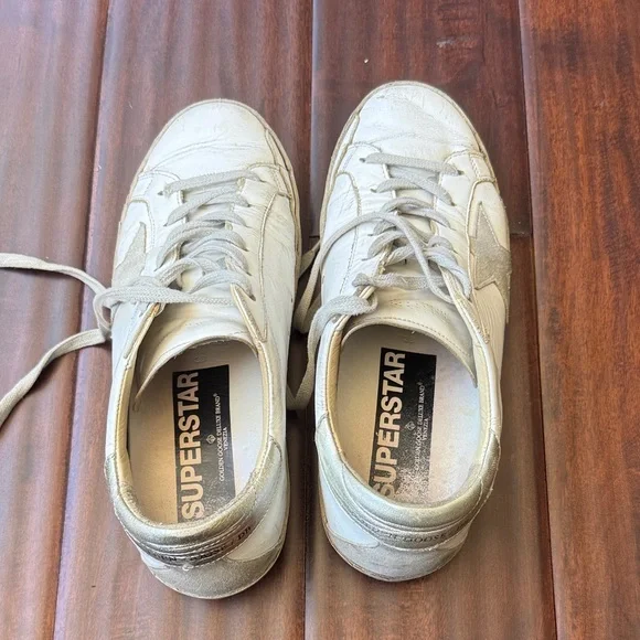Golden Goose White and Silver Sneakers - Picture 4 of 6